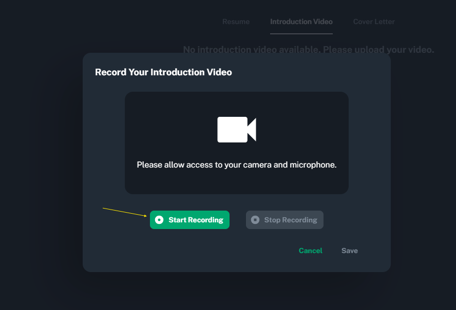 Video recording interface